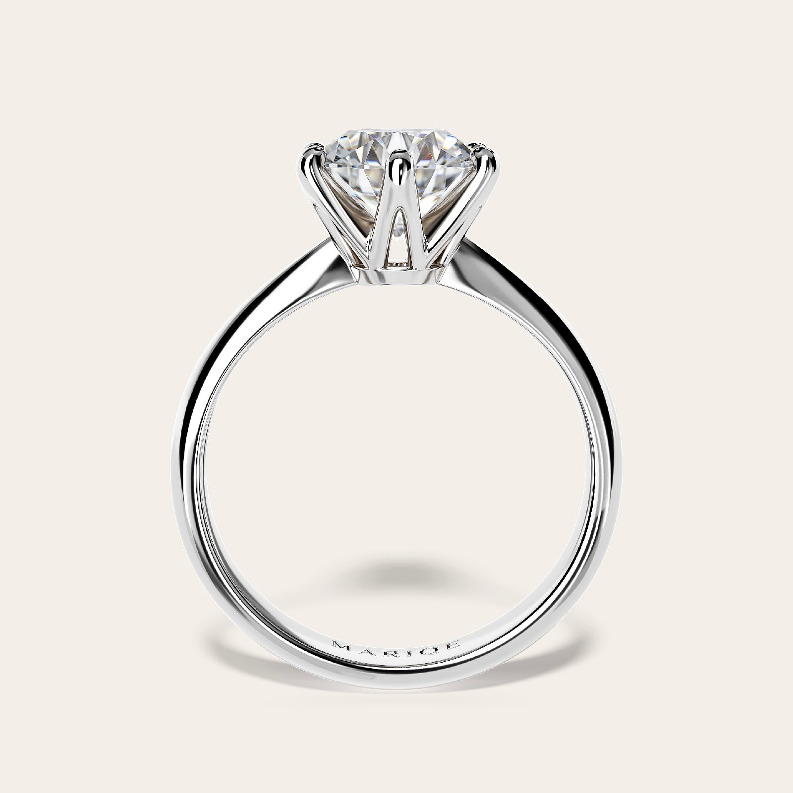 Eterna ring side profile showing 6-prong setting
