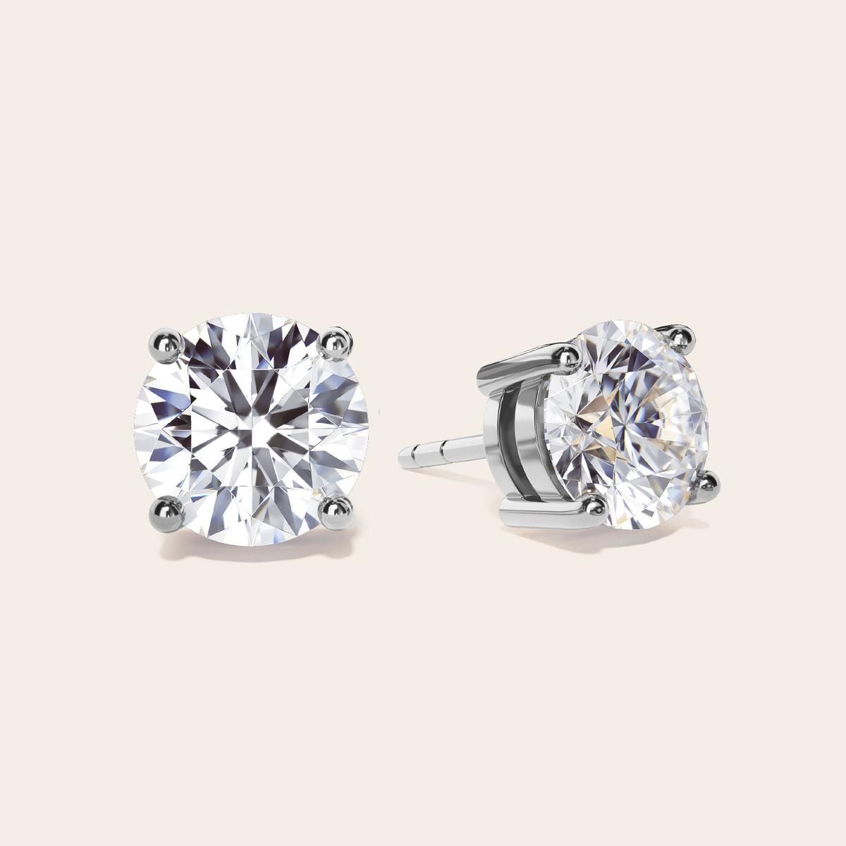 Chiara Stud Earrings front pair – Silver 1 Carat, Silver 2 Carat, Silver 3 Carat