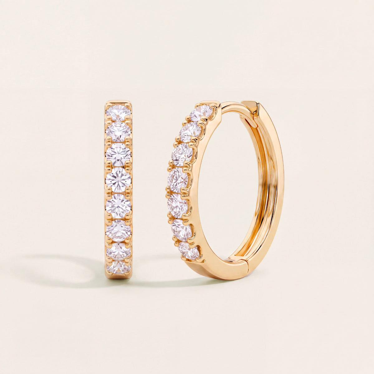 Pave Huggie Earrings gold front pair