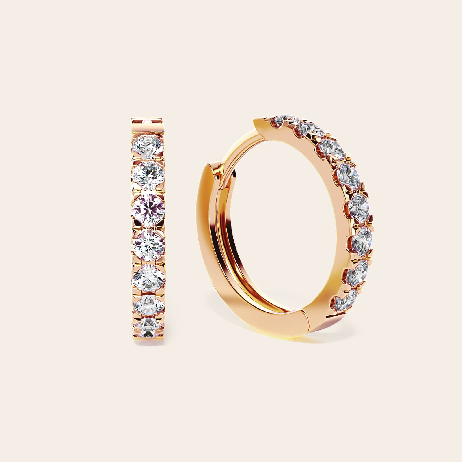 Pave Huggie Earrings gold front pair