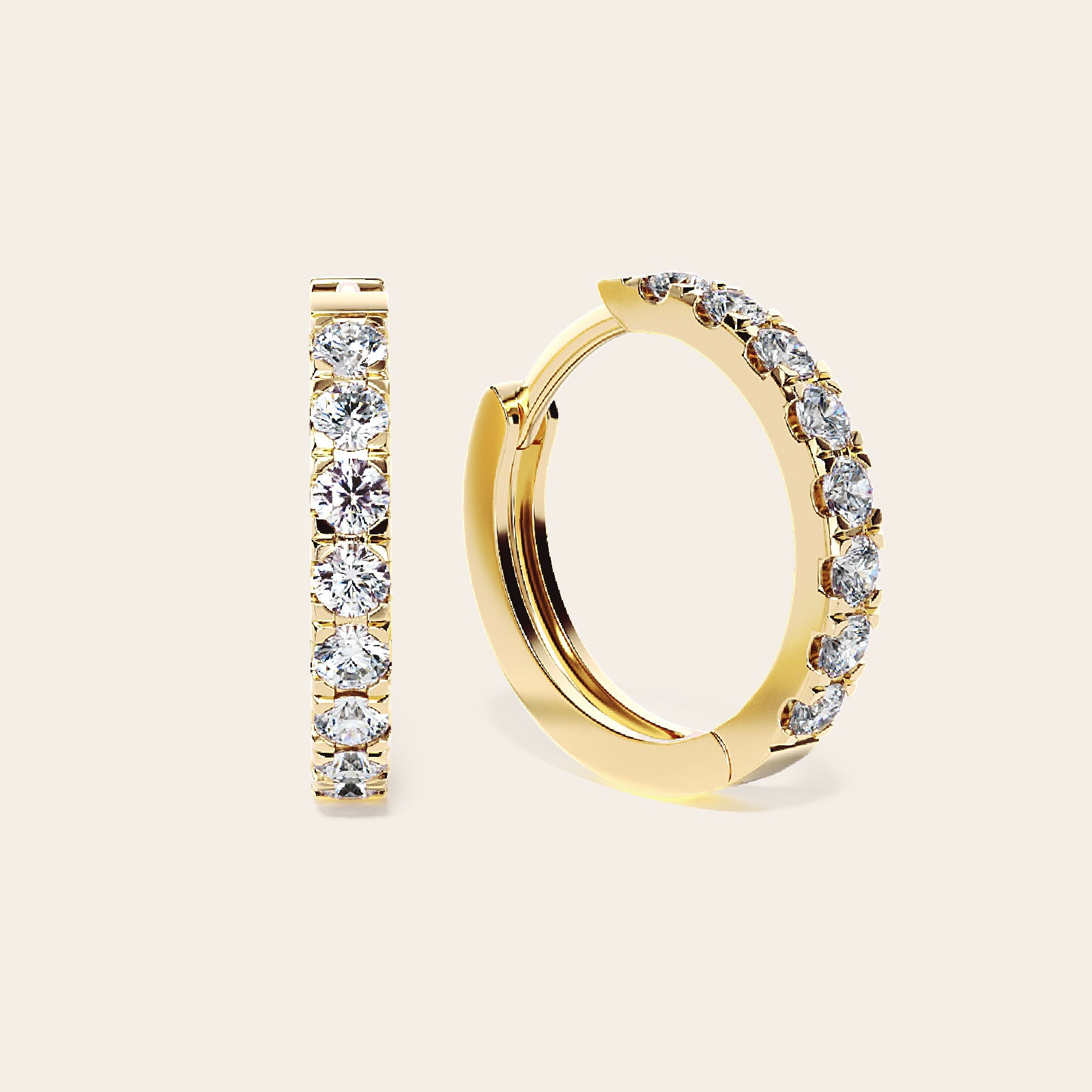 Pave Huggie Earrings gold front pair
