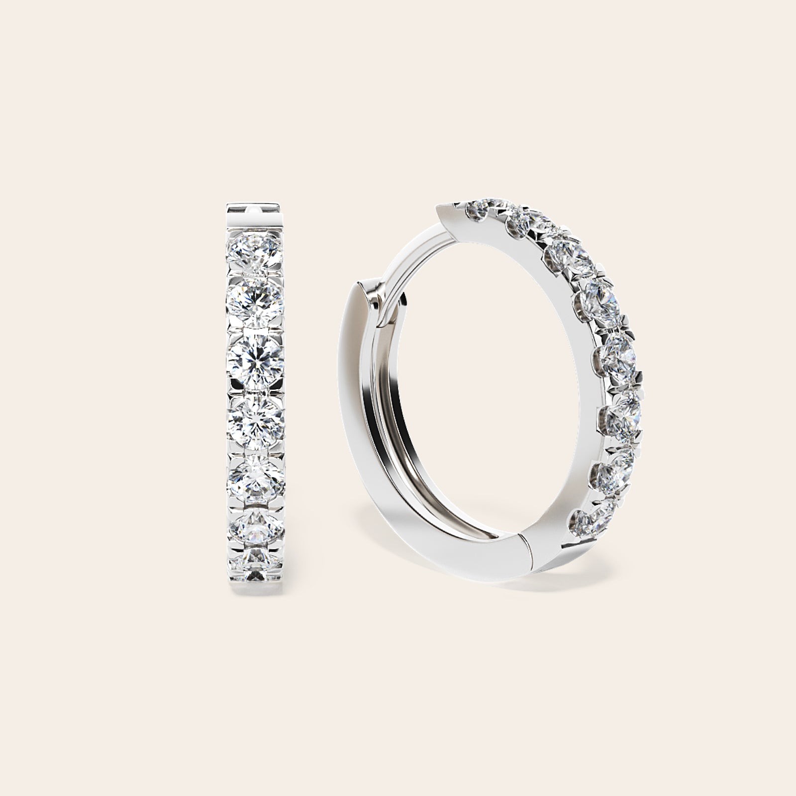 Pave Huggie Earrings silver front pair