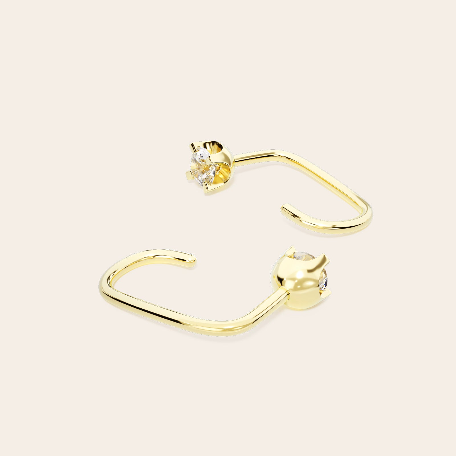 Arc Huggie Earrings gold moissanite pair flat profile