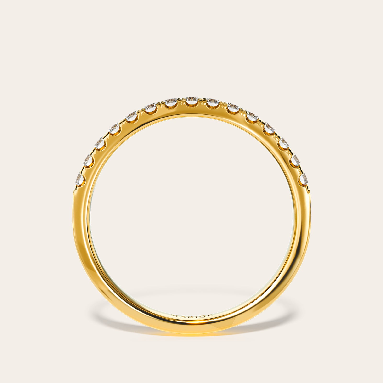 Eternità Half Band Ring standing view – Gold 4.5, Gold 5, Gold 5.5, Gold 6, Gold 6.5, Gold 7, Gold 7.5, Gold 8, Gold 8.5, Gold 9, Gold 9.5, Gold 10, Gold 10.5