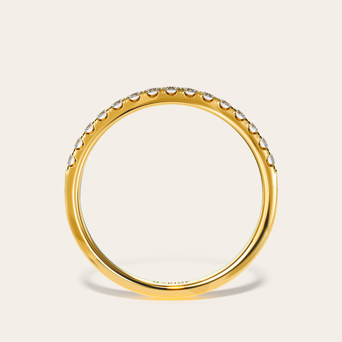Eternità Half Band Ring standing view – Gold 4.5, Gold 5, Gold 5.5, Gold 6, Gold 6.5, Gold 7, Gold 7.5, Gold 8, Gold 8.5, Gold 9, Gold 9.5, Gold 10, Gold 10.5