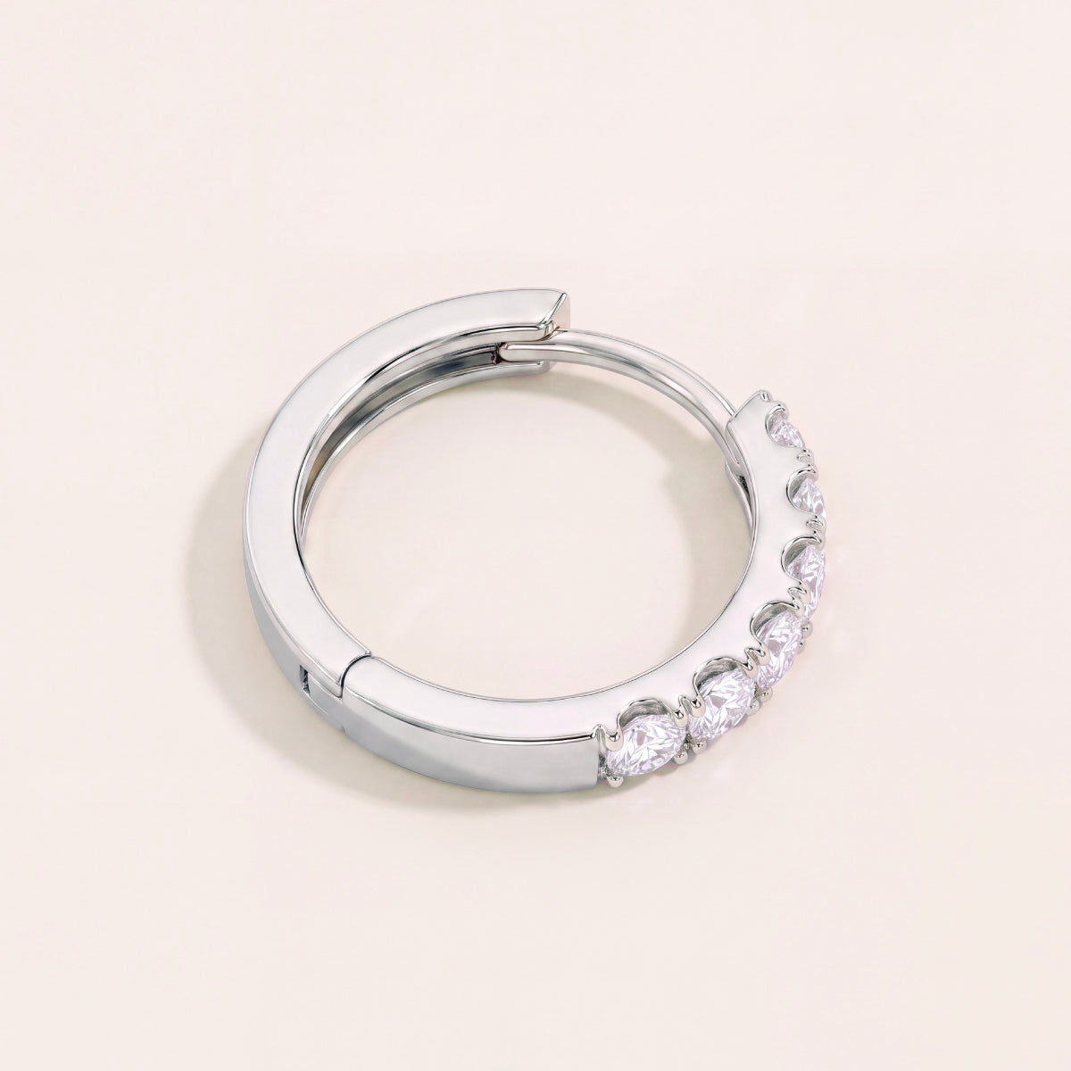 Pave Huggie Earrings silver flat