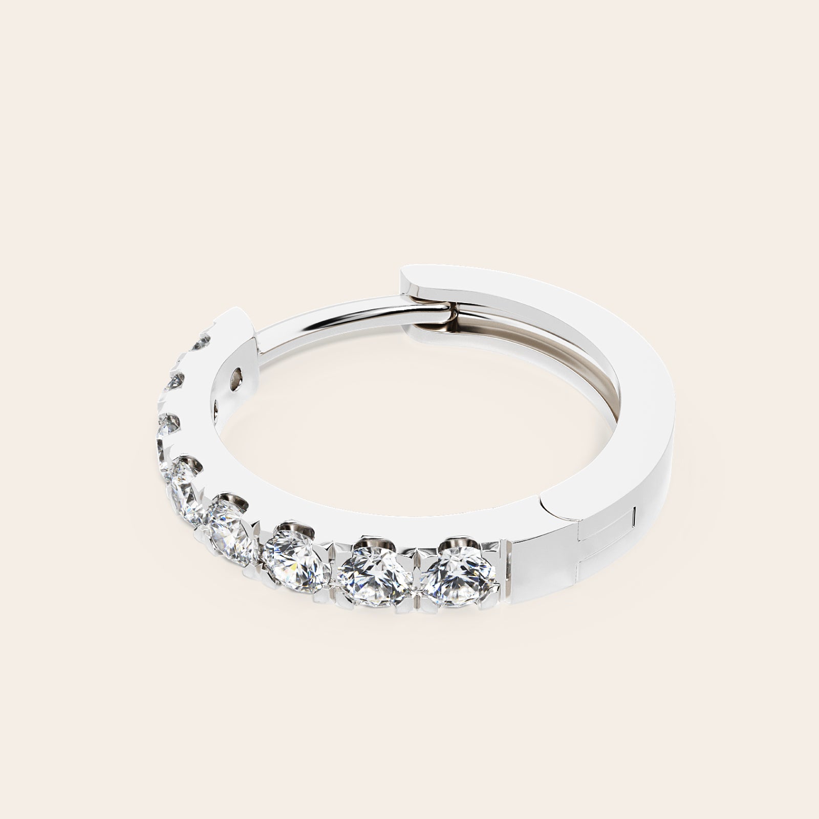 Pave Huggie Earrings silver flat
