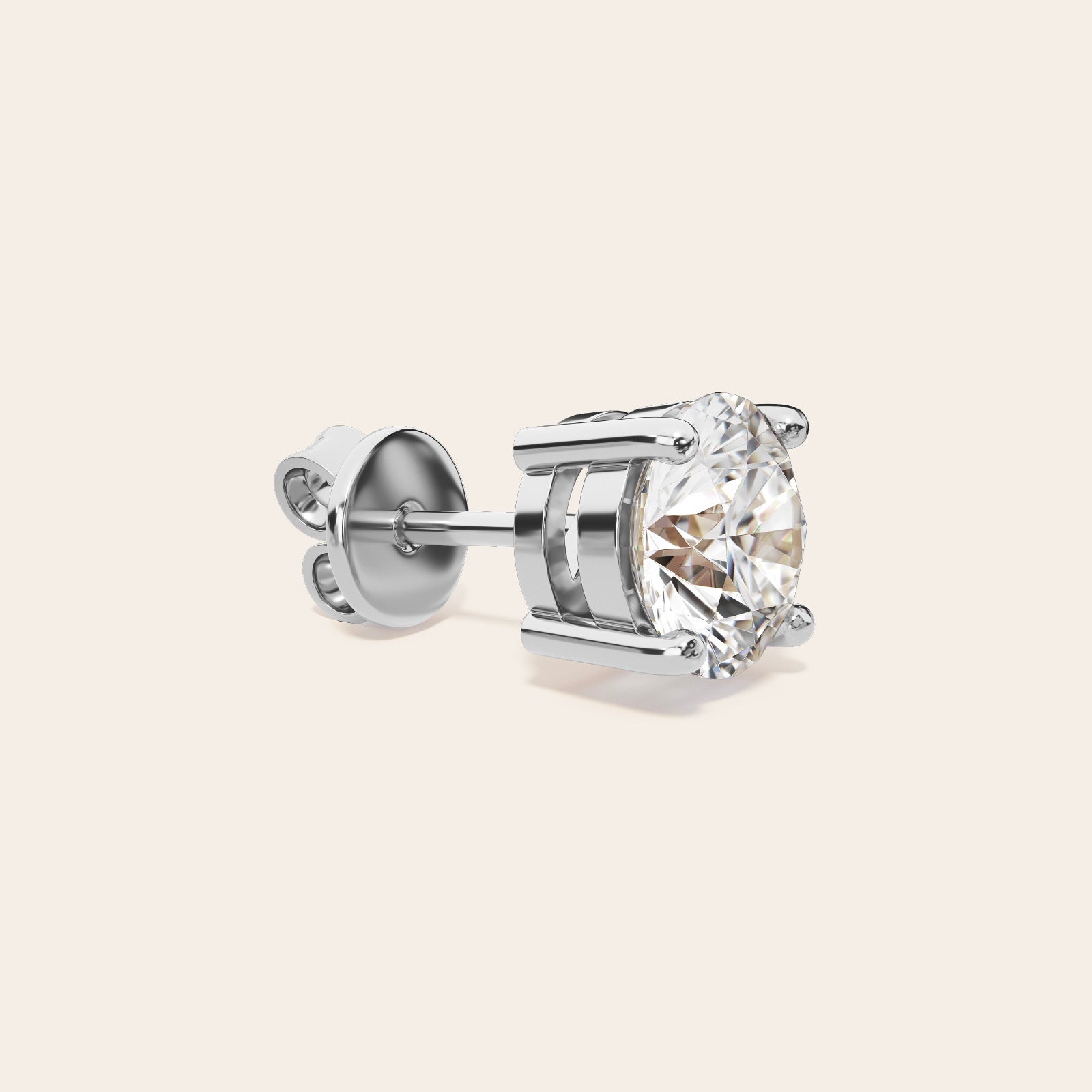 Chiara Stud Earrings side view – Silver 1 Carat, Silver 2 Carat, Silver 3 Carat
