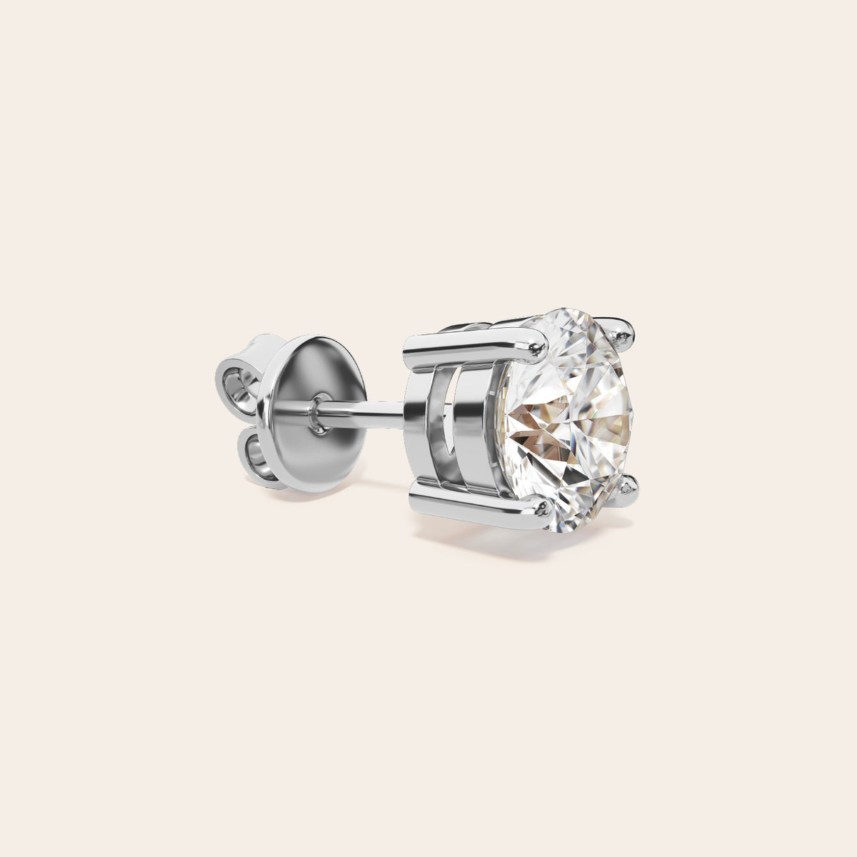 Chiara Stud Earrings side view – Silver 1 Carat, Silver 2 Carat, Silver 3 Carat